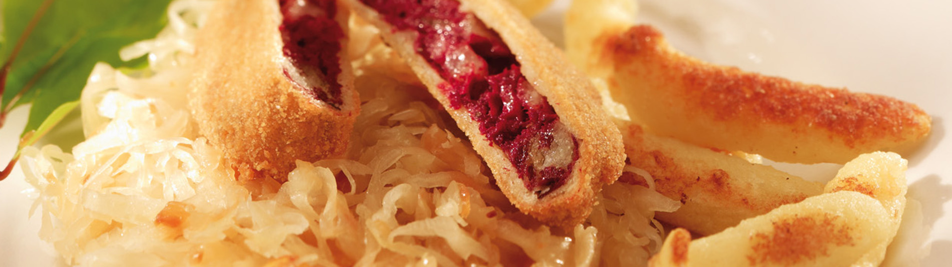 Gebackene Blunze mit Kartoffelnudeln