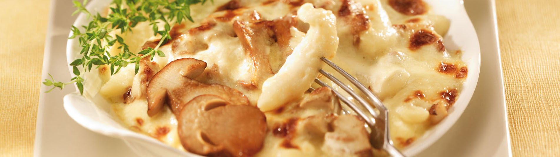 Kartoffelnudeln-Pilz-Gratin